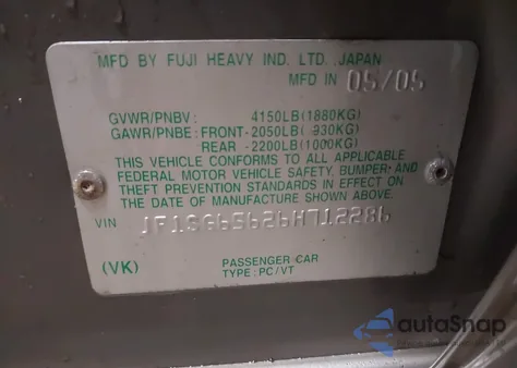 2006 Subaru Forester 2.5X из США, поврежденный, VIN JF1SG65626H712286